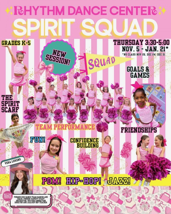 Rhythm Spirit Squad is a high-energy, confidence-building experience for dancers in Grades K–5 who are ready to learn, make new friends, and have FUN!